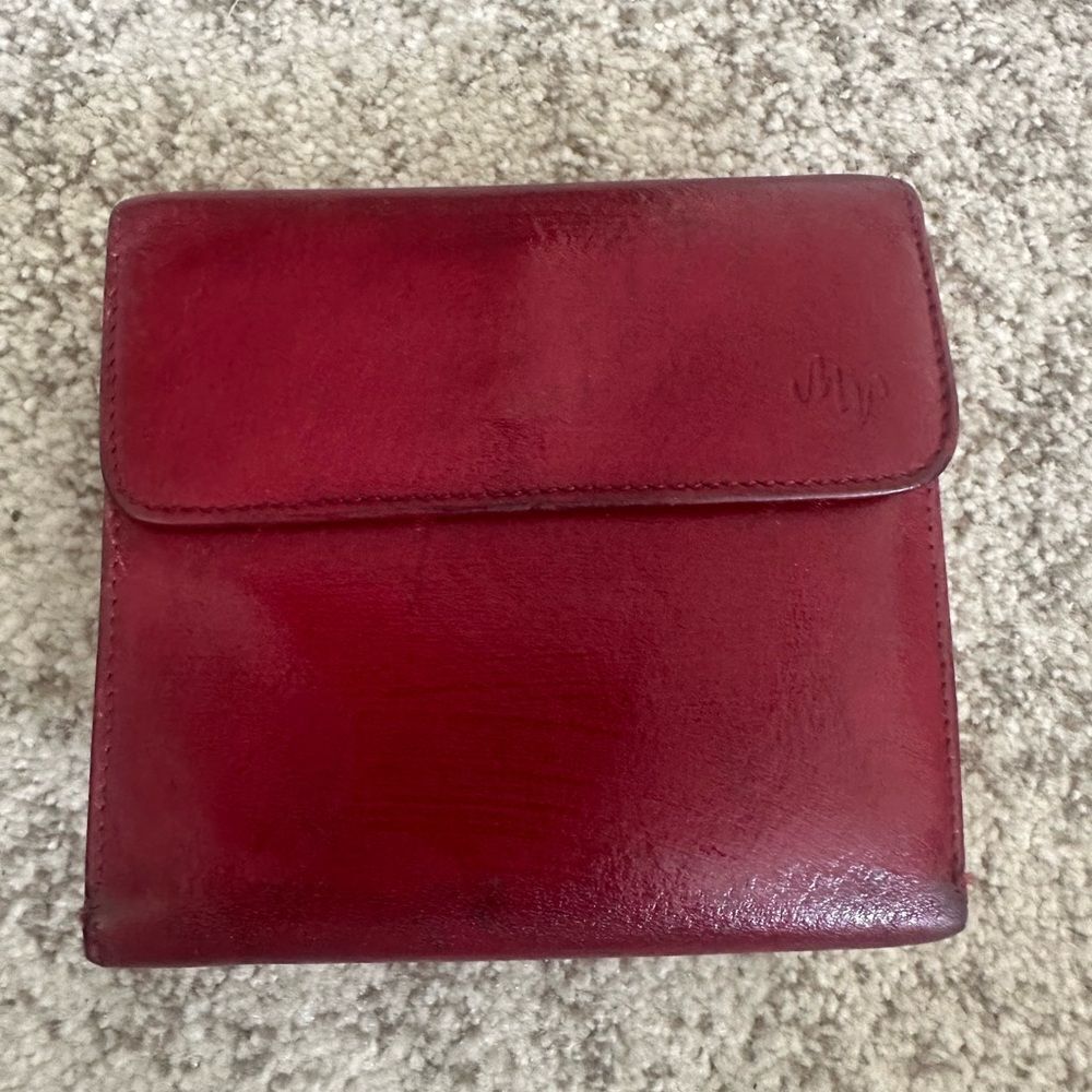 Monsac Original Red Leather Wallet 4.5”x4.5”